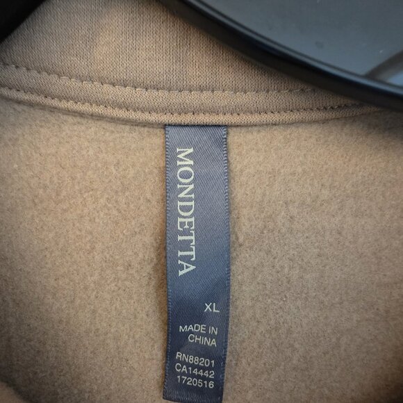 Mondetta Collared Pullover Womens XL Tan Fleece Lined Recycled Fabric Sweater - Picture 8 of 16